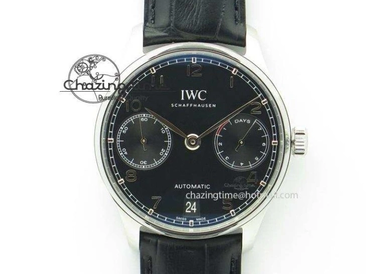MIROTIME 0505 Portuguese Real PR Real Annual Calendar IW503502 ZF 1:1 Best Edition Black Dial Steel Markers on Black Leather Strap A StreetReady 7134